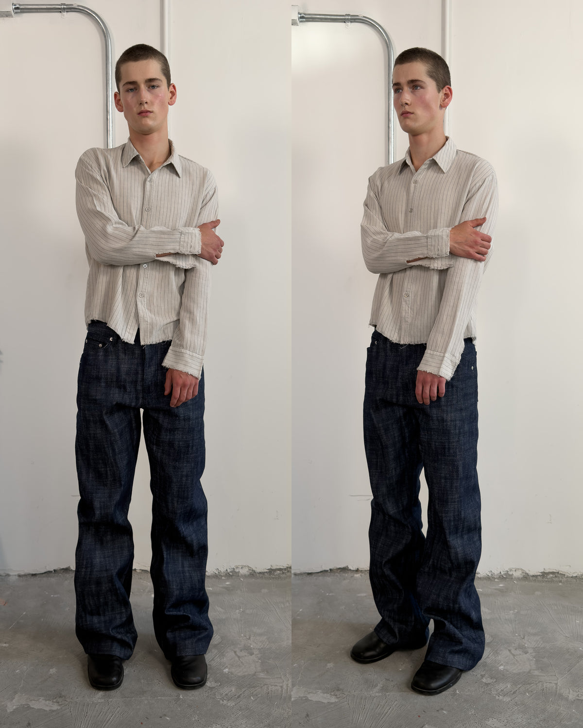 Thrashed Button Up - Pinstripe