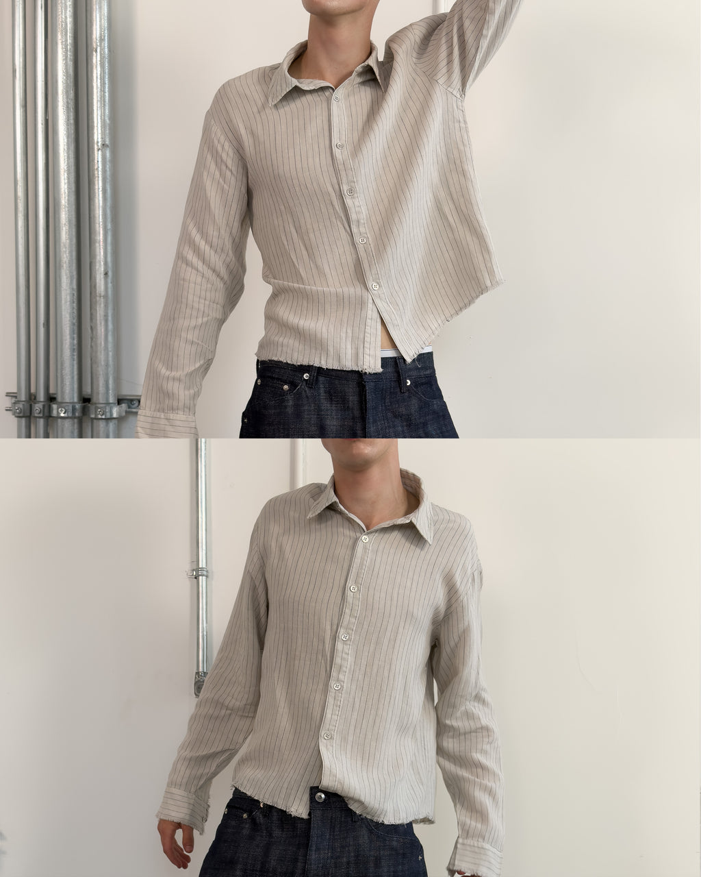Thrashed Button Up - Pinstripe