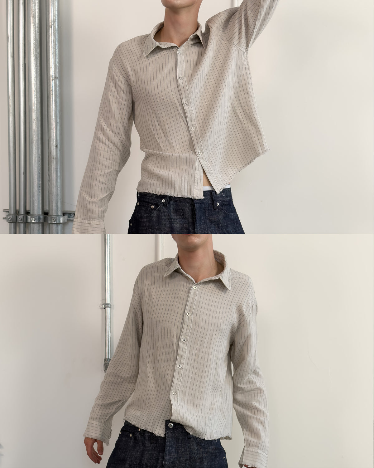 Thrashed Button Up - Pinstripe