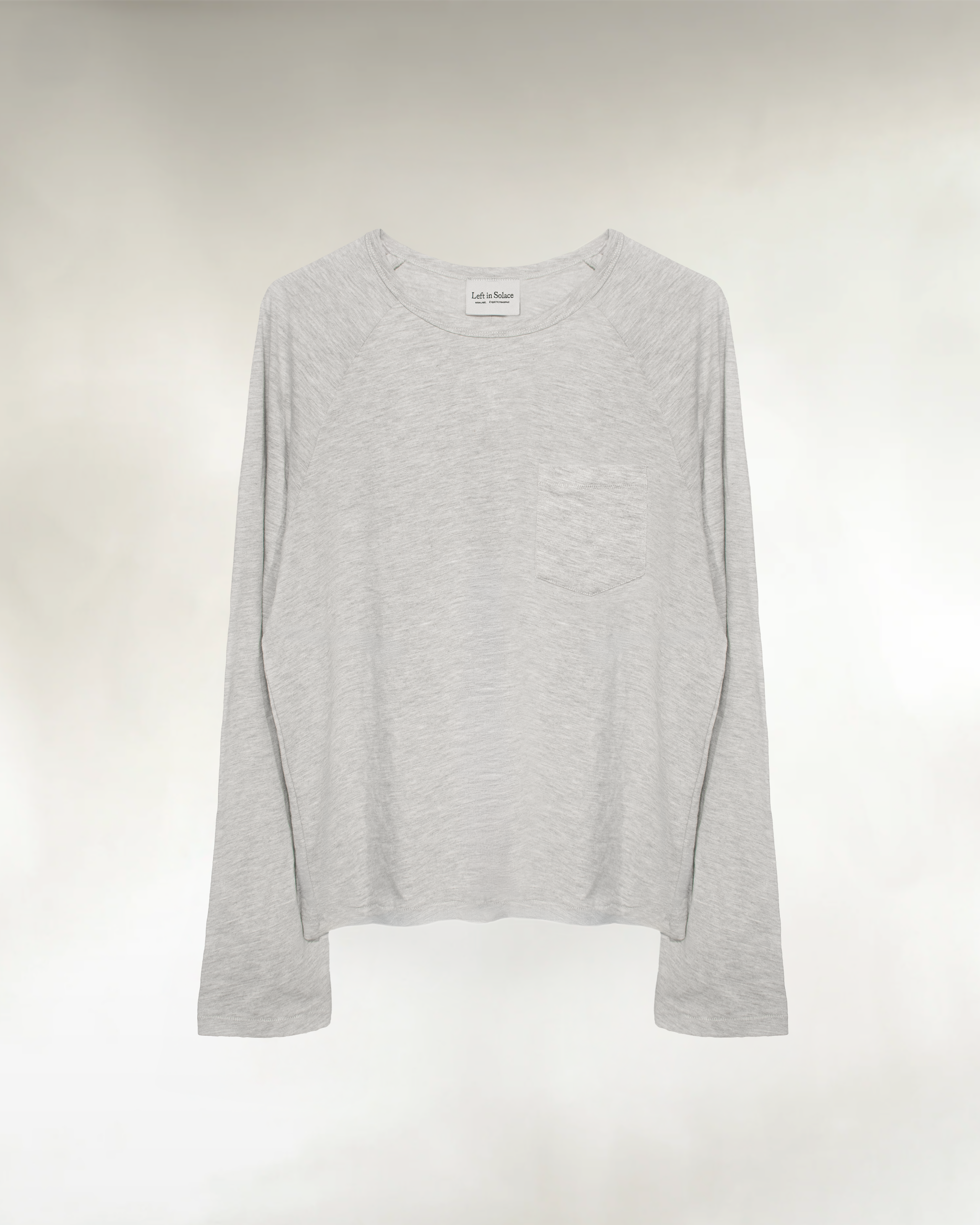 Men's grey slub cotton raglan shirt, front view