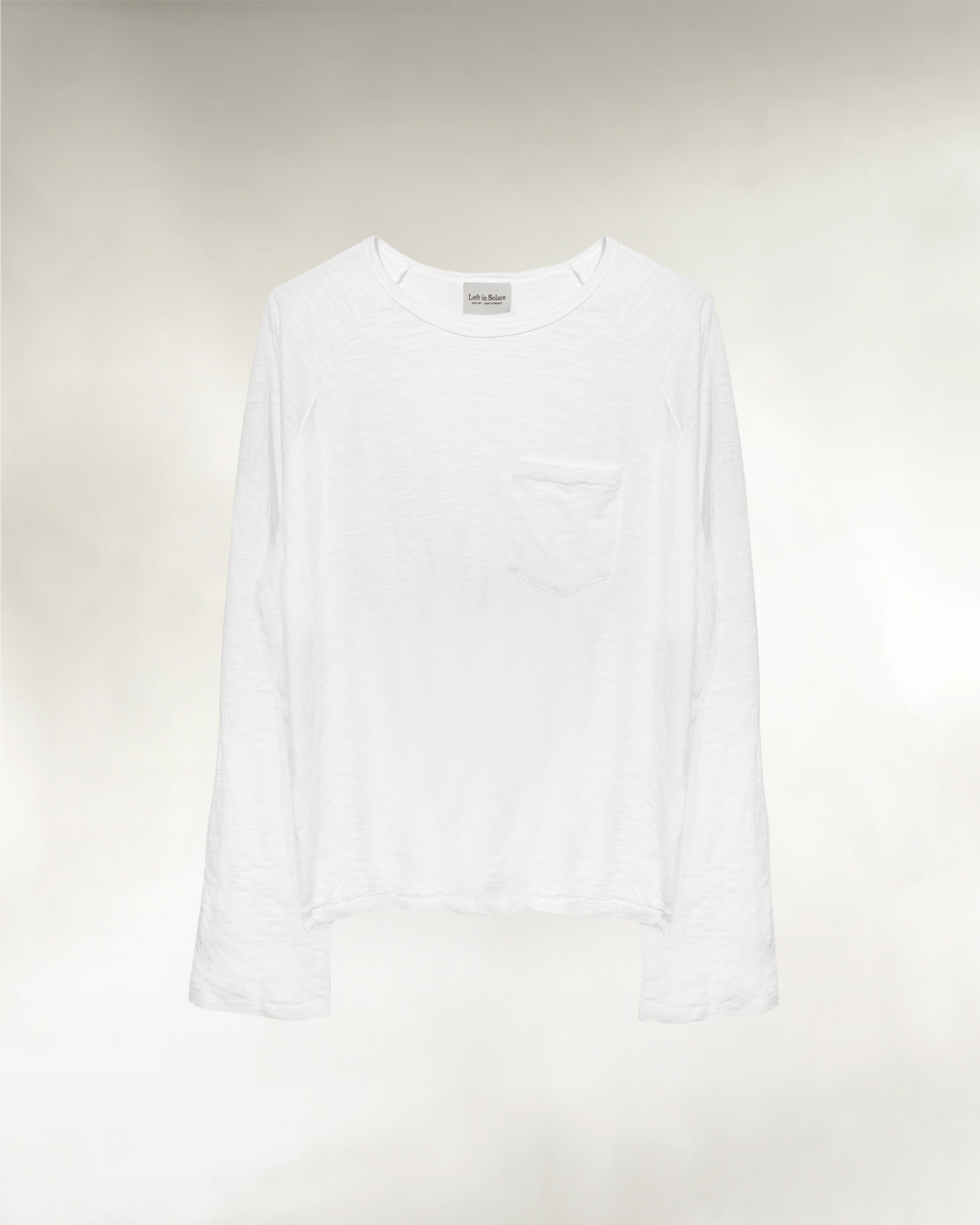 Men's white slub cotton raglan shirt, front view