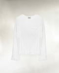 Men's white slub cotton raglan shirt, front view