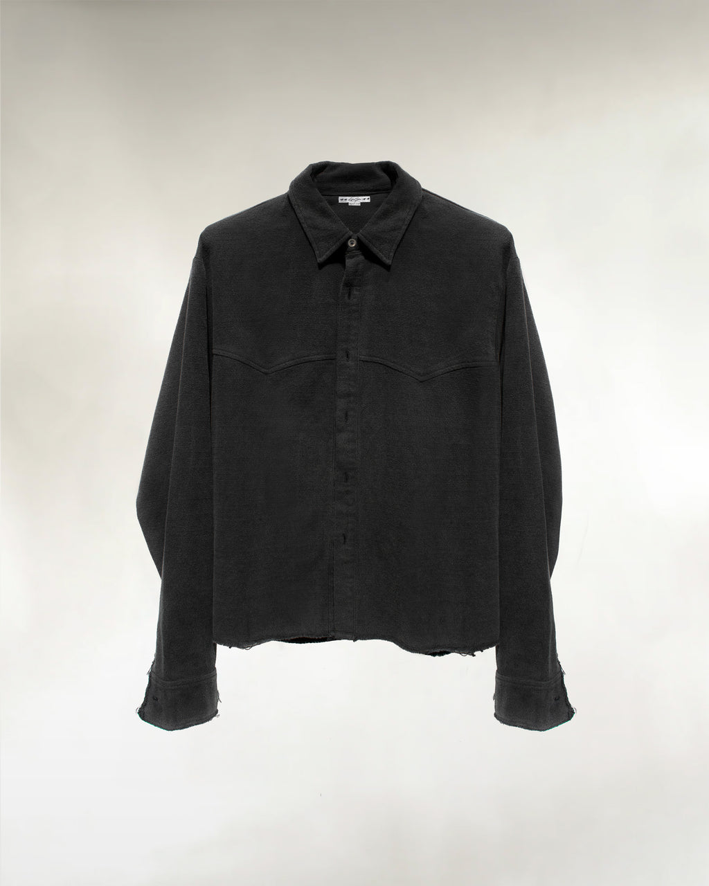 Men's vintage wash button-up shirt, front view