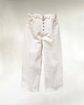 Men's ivory wide leg denim jeans, front view
